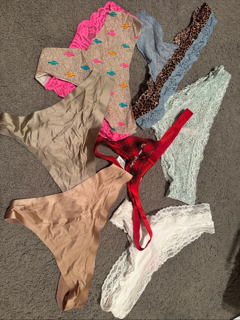 Women's Lace & Satin Thong Panty Set - Assorted Colors